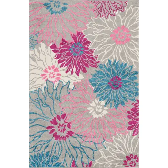 Gray And Pink Floral Area Rug Photo 4