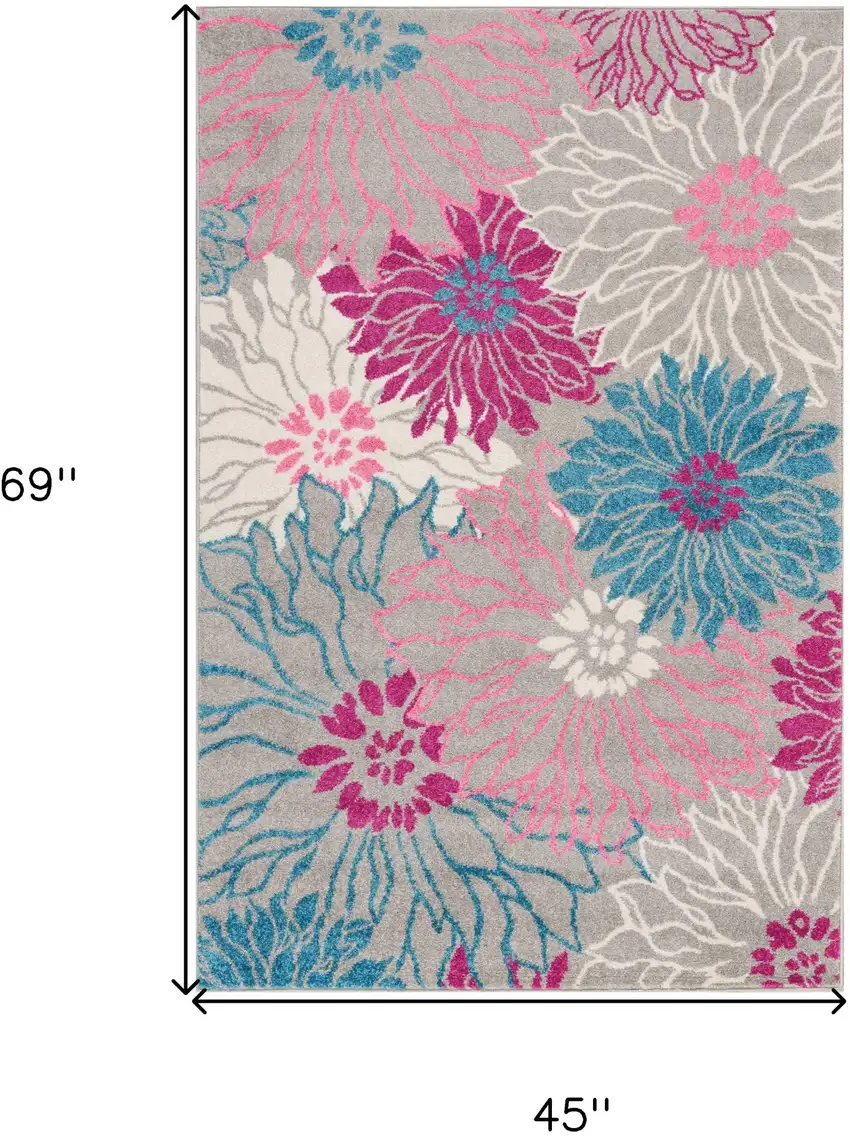 Gray And Pink Floral Area Rug Photo 9