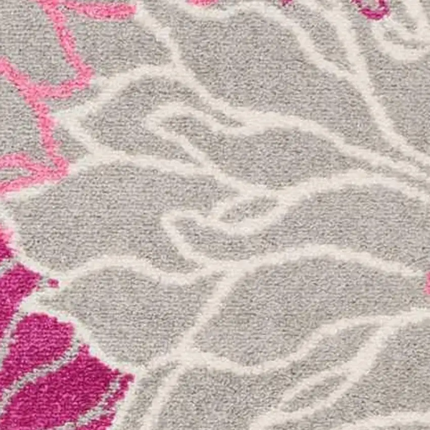 Gray And Pink Floral Area Rug Photo 1