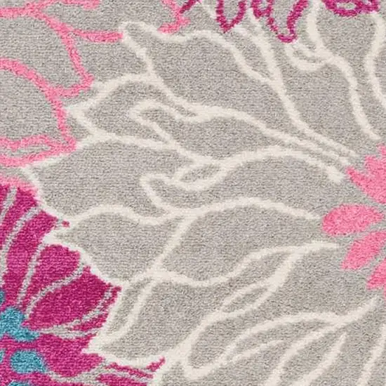 Gray And Pink Floral Area Rug Photo 3