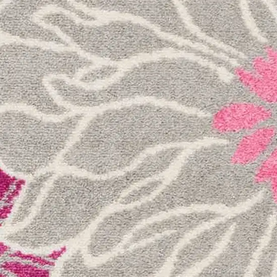 Gray And Pink Floral Area Rug Photo 6