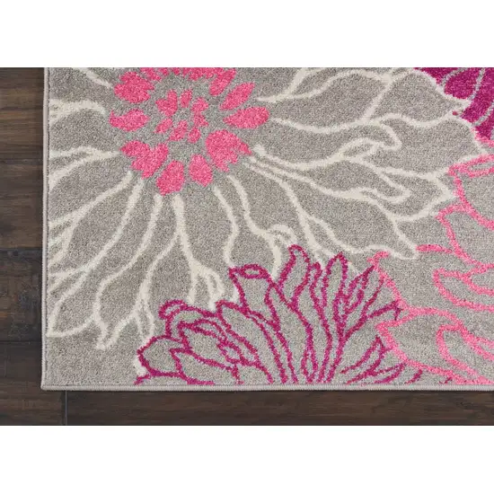 Gray and Pink Tropical Flower Area Rug Photo 2