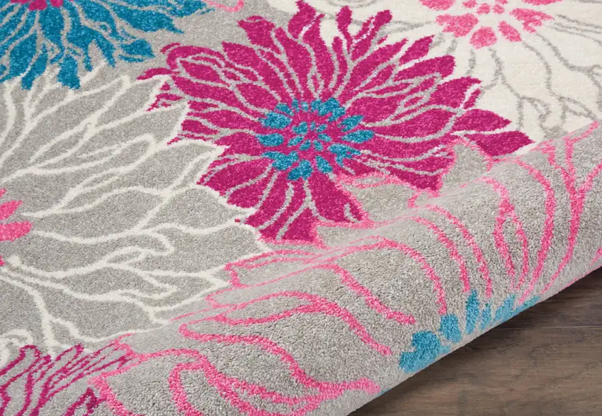 Gray Floral Dhurrie Area Rug Photo 4
