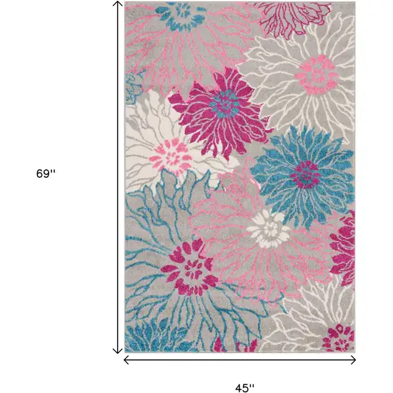 Gray And Pink Floral Area Rug Photo 3