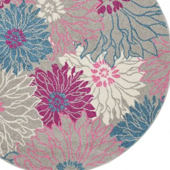 Gray and Pink Tropical Flower Area Rug Photo 8