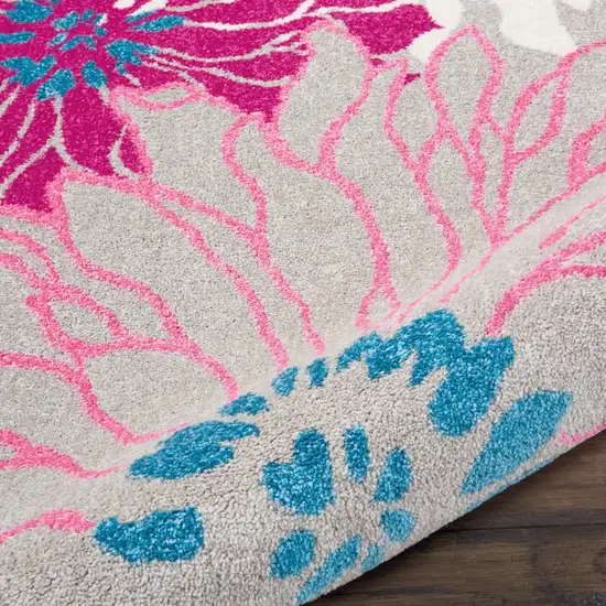 Gray And Pink Floral Area Rug Photo 7