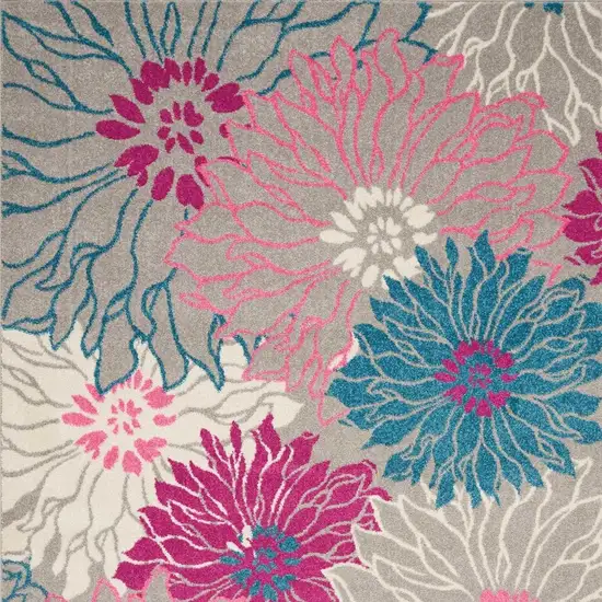 Gray And Pink Floral Area Rug Photo 3