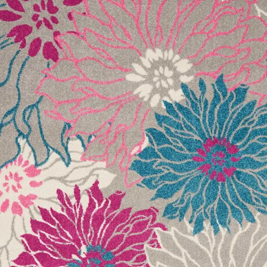 Gray And Pink Floral Area Rug Photo 1