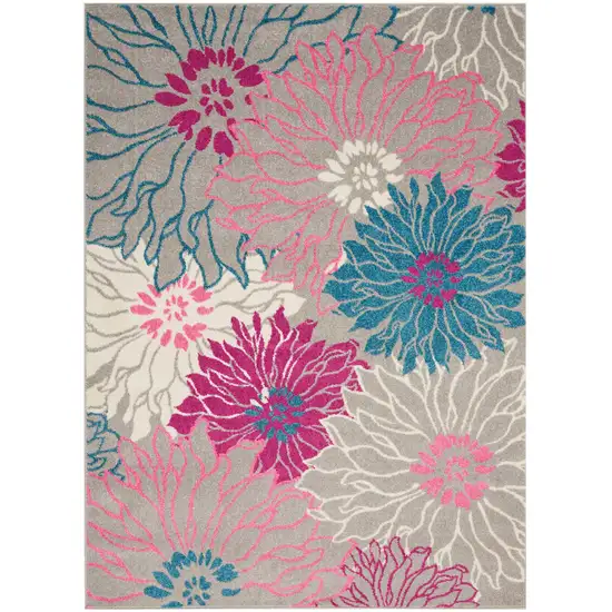 Gray And Pink Floral Area Rug Photo 4