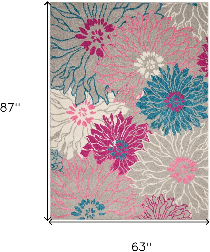 Gray And Pink Floral Area Rug Photo 9