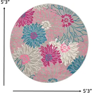 Photo of Gray and Pink Tropical Flower Area Rug