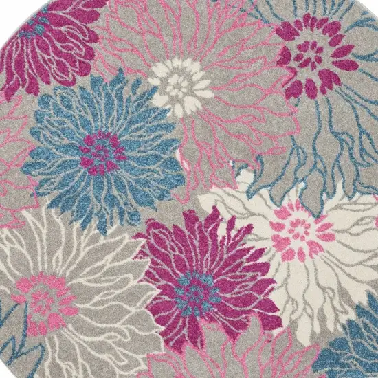 Gray and Pink Tropical Flower Area Rug Photo 8