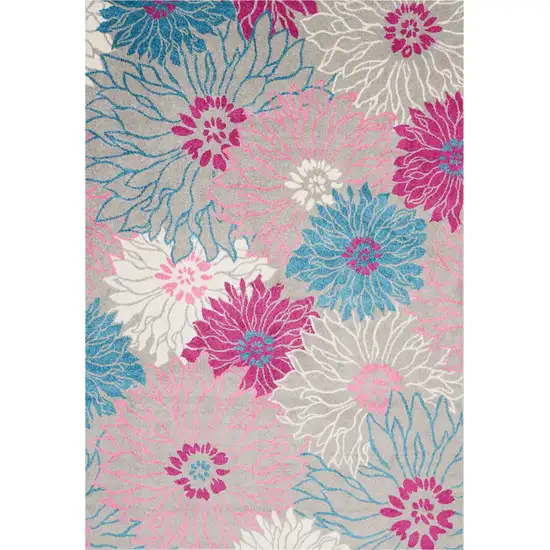Gray And Pink Floral Area Rug Photo 4