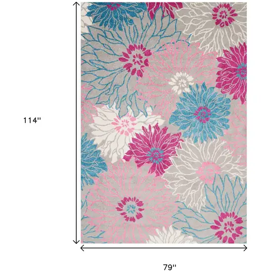 Gray And Pink Floral Area Rug Photo 6