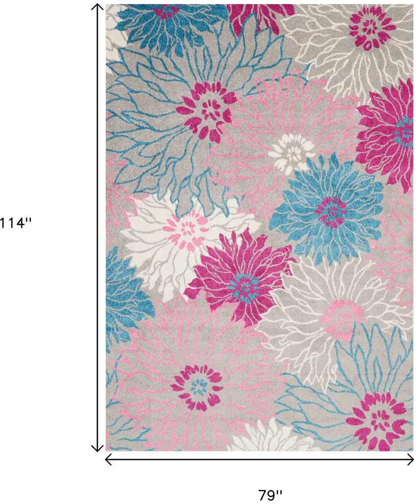 Gray And Pink Floral Area Rug Photo 6