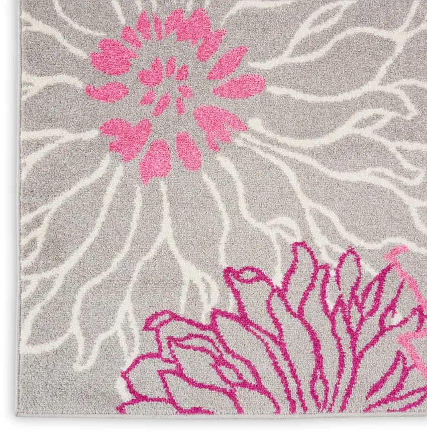 Gray And Pink Floral Area Rug Photo 8