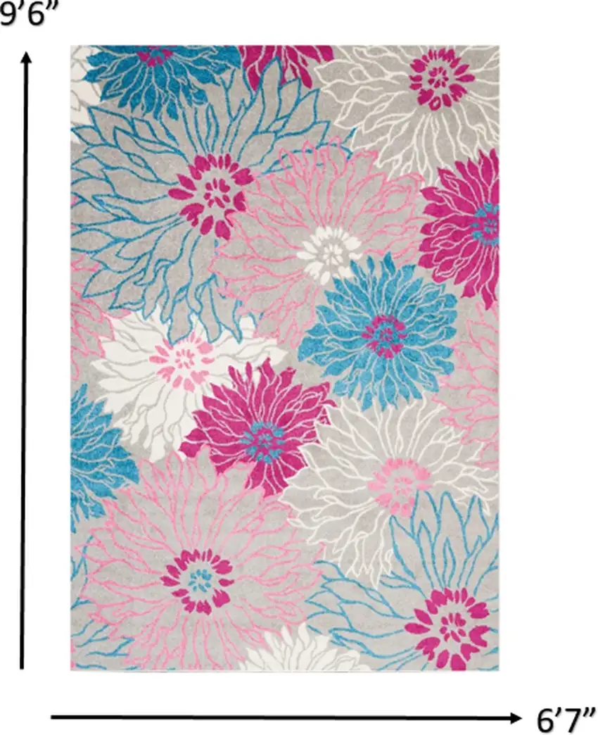Gray and Pink Tropical Flower Area Rug Photo 5