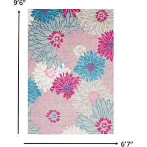Photo of Gray and Pink Tropical Flower Area Rug