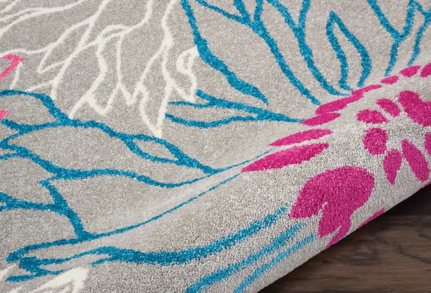 Gray Floral Dhurrie Area Rug Photo 5