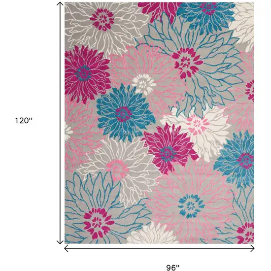 Gray And Pink Floral Area Rug Photo 6
