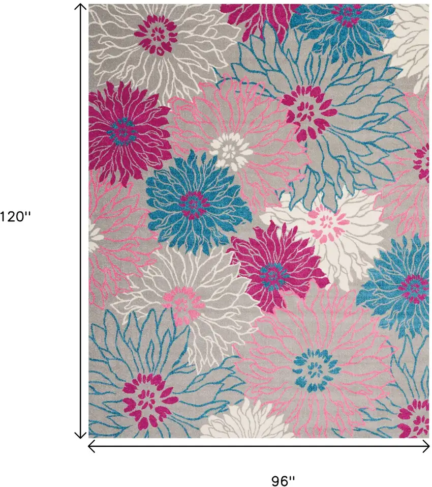 Gray And Pink Floral Area Rug Photo 6