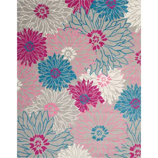 Gray And Pink Floral Area Rug Photo 4