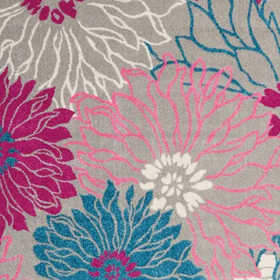 Gray And Pink Floral Area Rug Photo 3