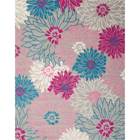 Gray And Pink Floral Area Rug Photo 3