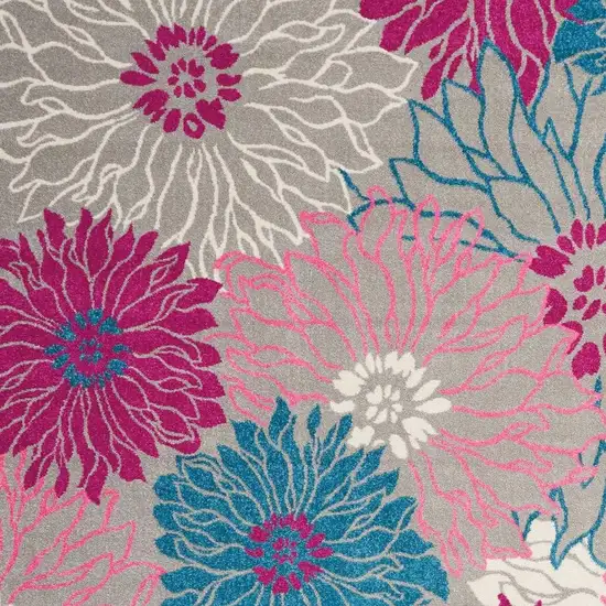Gray And Pink Floral Area Rug Photo 1