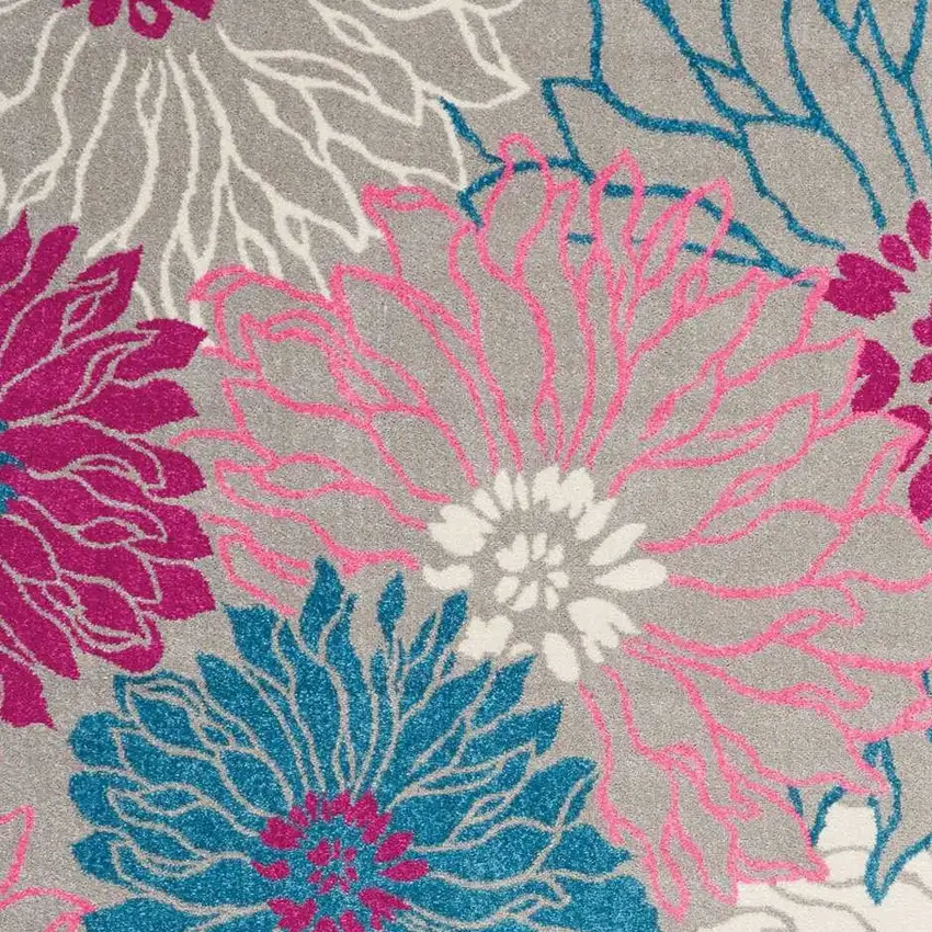 Gray And Pink Floral Area Rug Photo 5