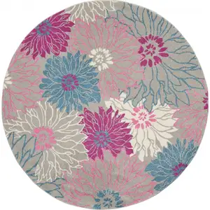 Photo of Gray and Pink Tropical Flower Area Rug
