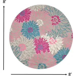 Photo of Gray and Pink Tropical Flower Area Rug