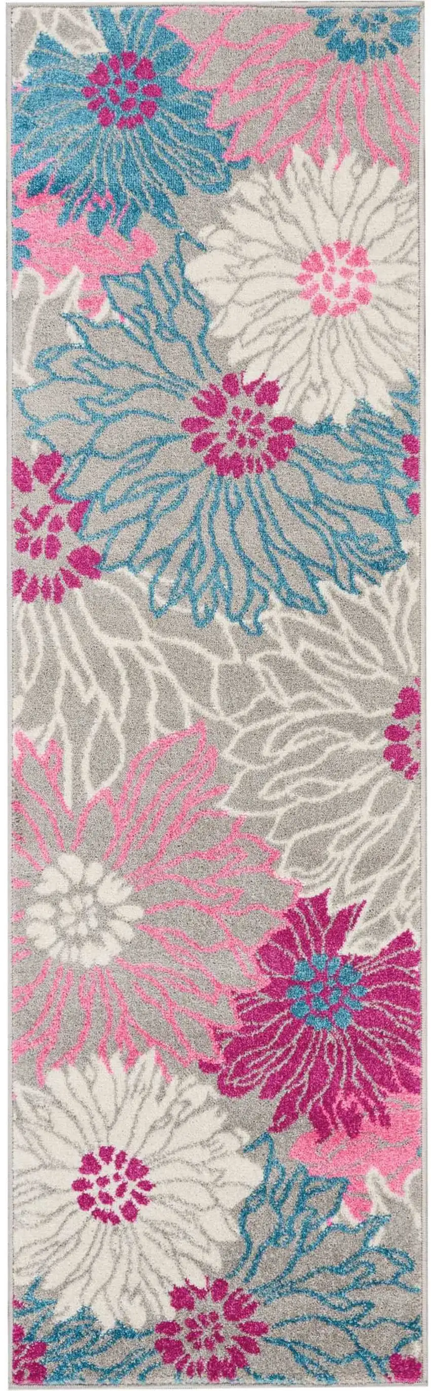 6' Gray Floral Dhurrie Runner Rug Photo 6