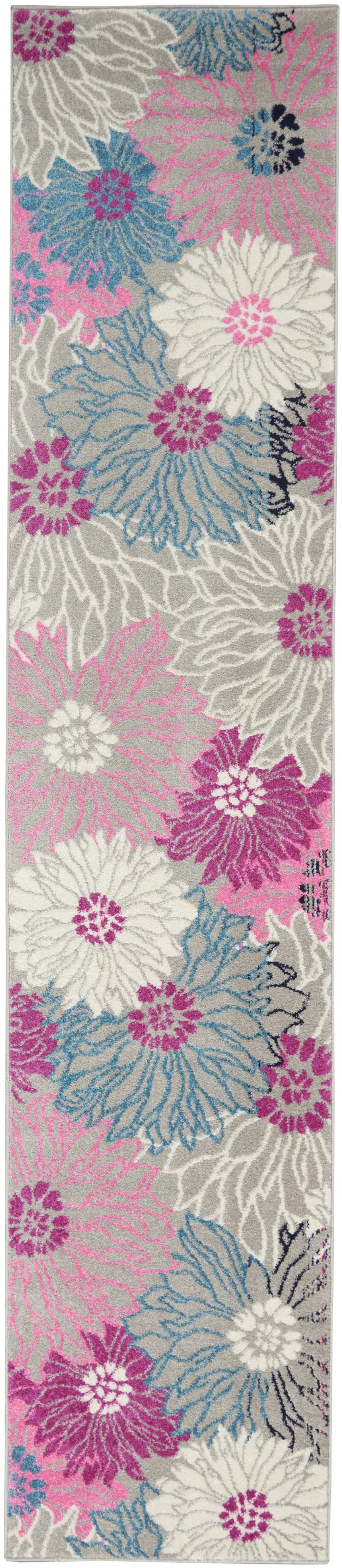 10' Gray Floral Dhurrie Runner Rug Photo 8