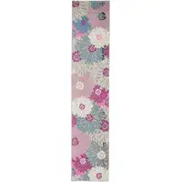 Photo of Gray and Pink Tropical Flower Runner Rug