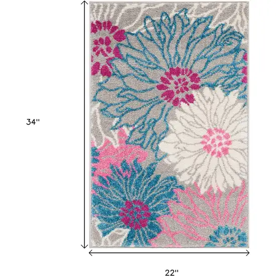 Gray And Pink Floral Area Rug Photo 7