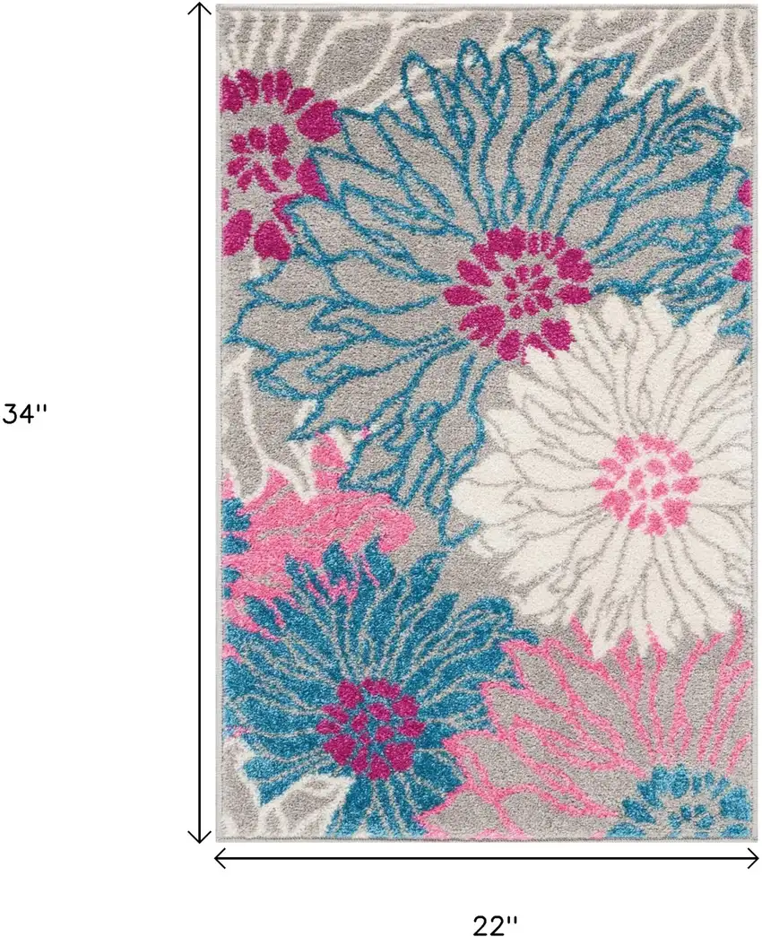 Gray And Pink Floral Area Rug Photo 7