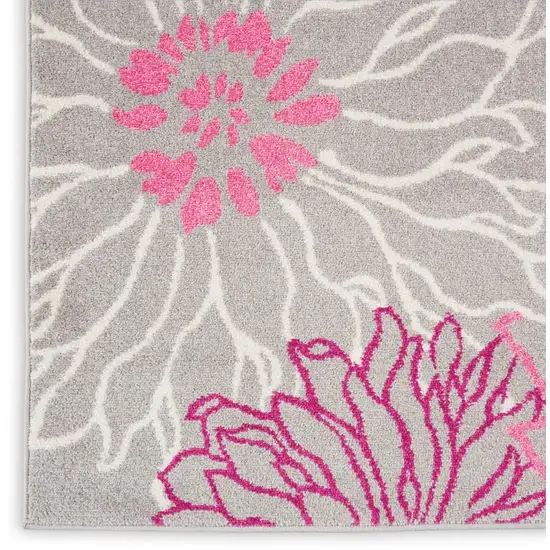 Gray And Pink Floral Area Rug Photo 7