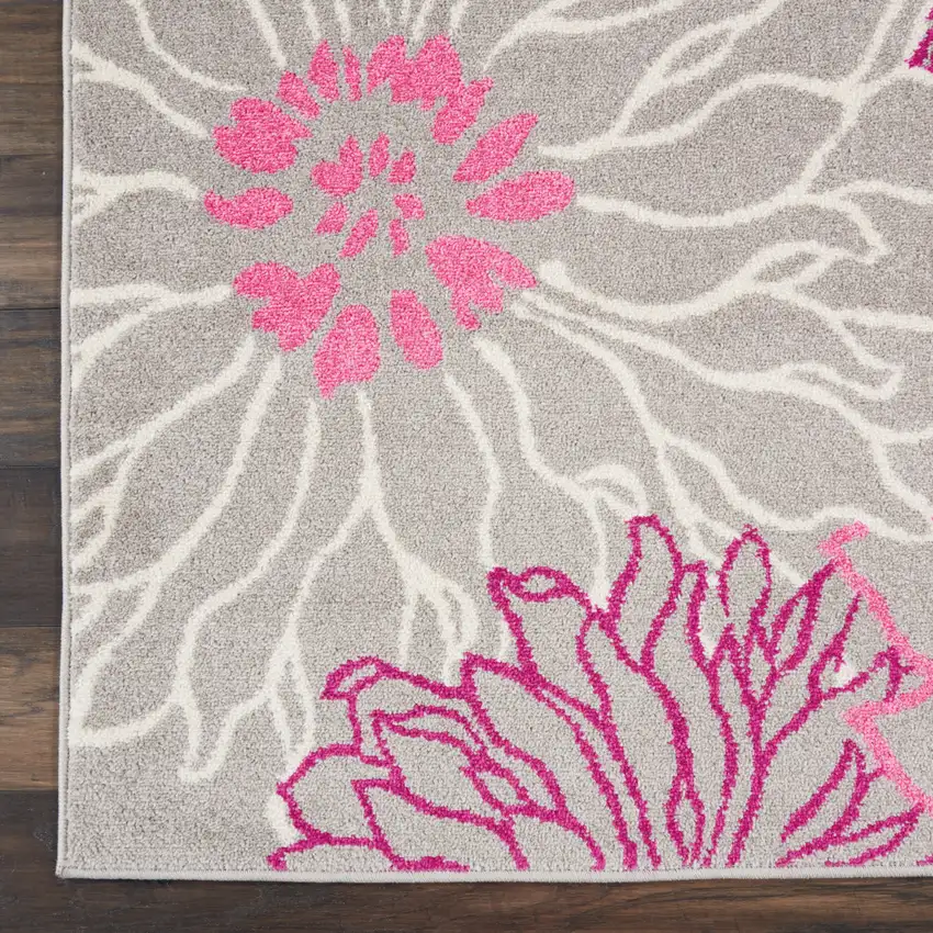 Gray And Pink Floral Area Rug Photo 8