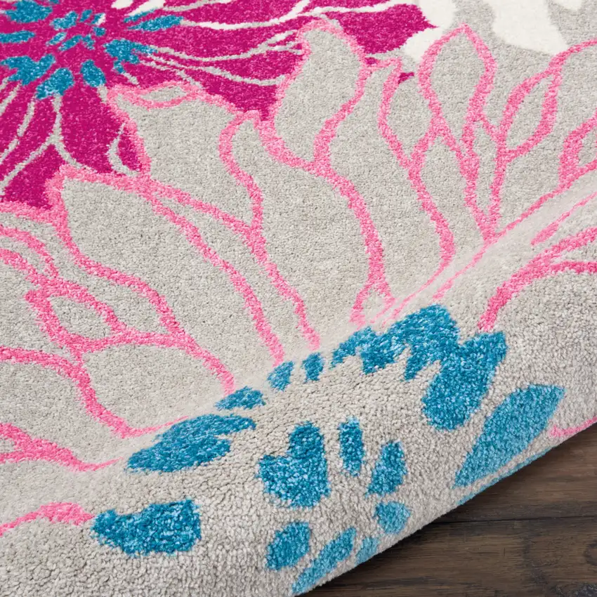 Gray And Pink Floral Area Rug Photo 9