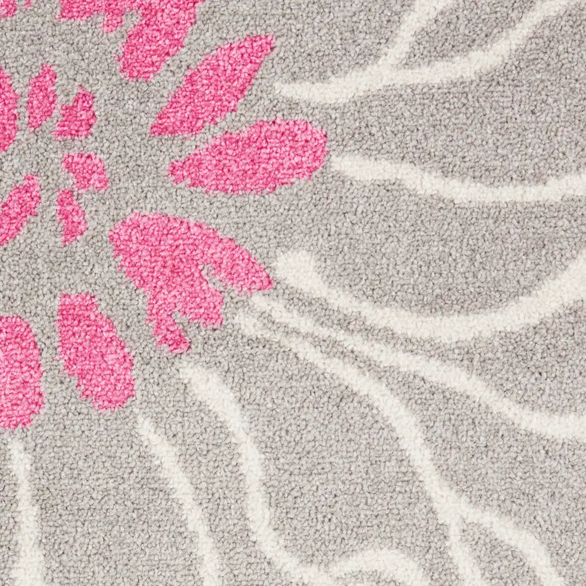 Gray And Pink Floral Area Rug Photo 1