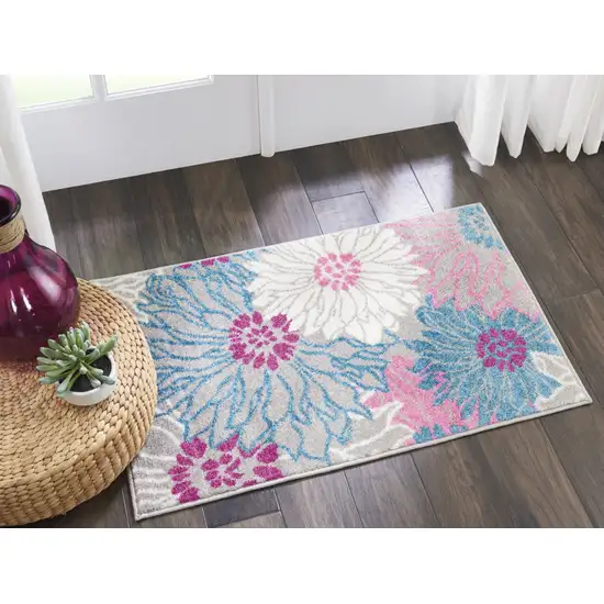 Gray And Pink Floral Area Rug Photo 6