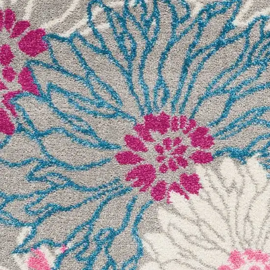 Gray And Pink Floral Area Rug Photo 5