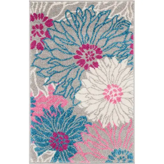 Gray And Pink Floral Area Rug Photo 8