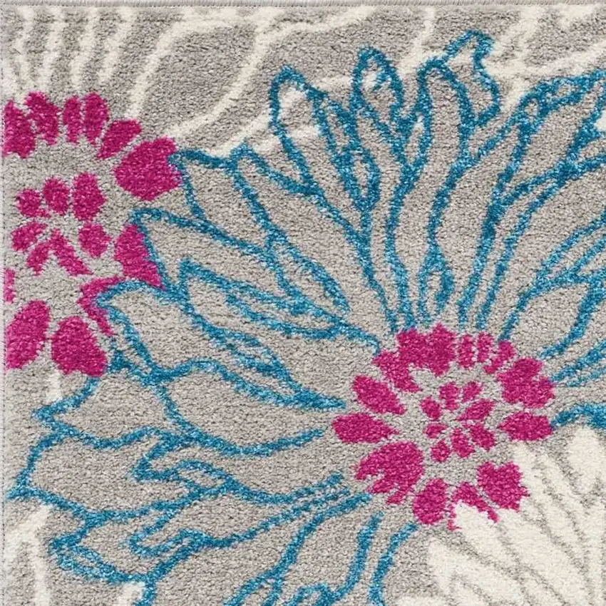 Gray And Pink Floral Area Rug Photo 4
