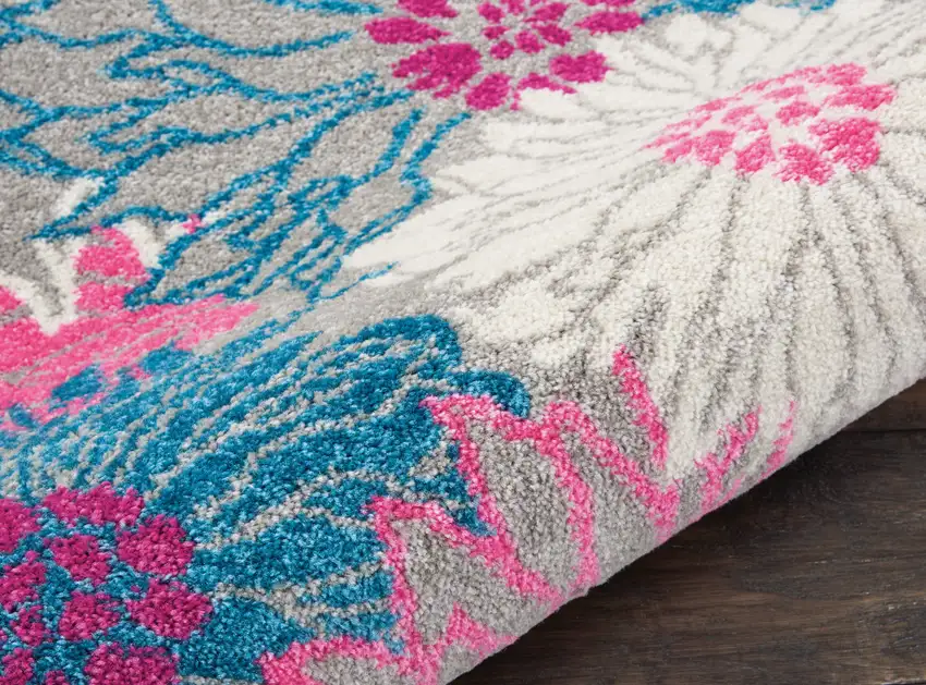 Gray And Pink Floral Area Rug Photo 4