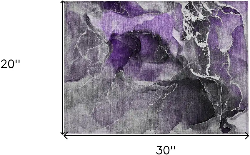 Gray and Purple Abstract Washable Non Skid Indoor Outdoor Area Rug Photo 3