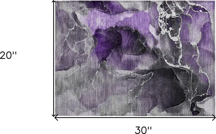 Gray and Purple Abstract Washable Non Skid Indoor Outdoor Area Rug Photo 3