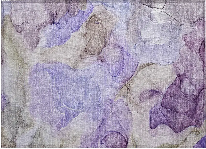 Gray and Purple Abstract Washable Non Skid Indoor Outdoor Area Rug Photo 1