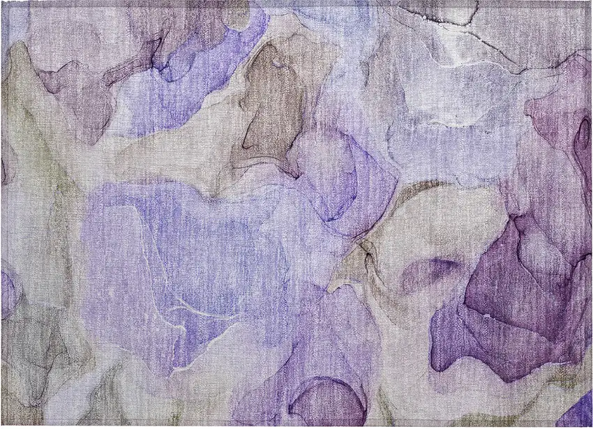 Gray and Purple Abstract Washable Non Skid Indoor Outdoor Area Rug Photo 1
